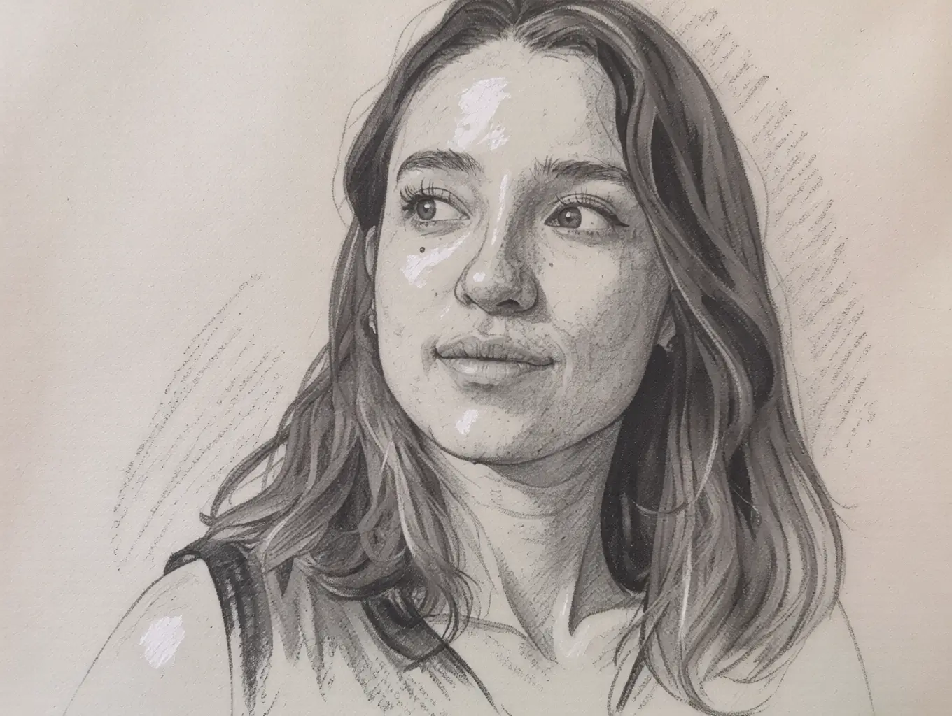 Charcoal-style AI portrait