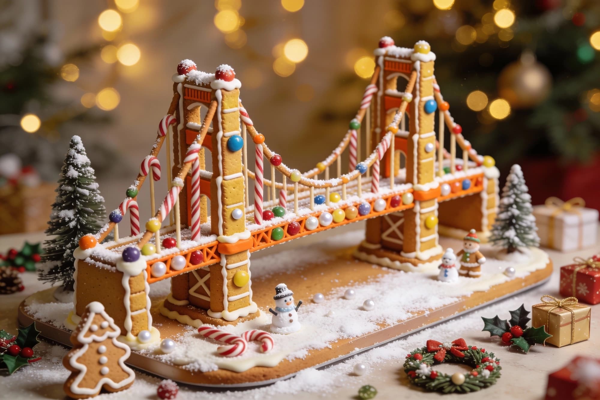 Example: gingerbread miniature landmark with festive icing